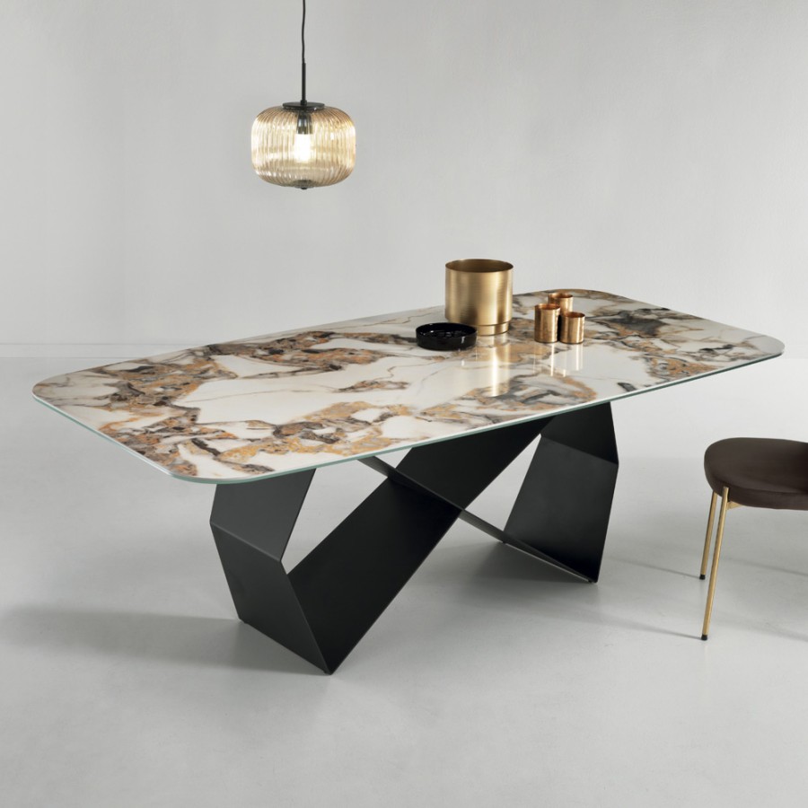 Tisch aus Keramik in Marmor- und Metalloptik Made in Italy